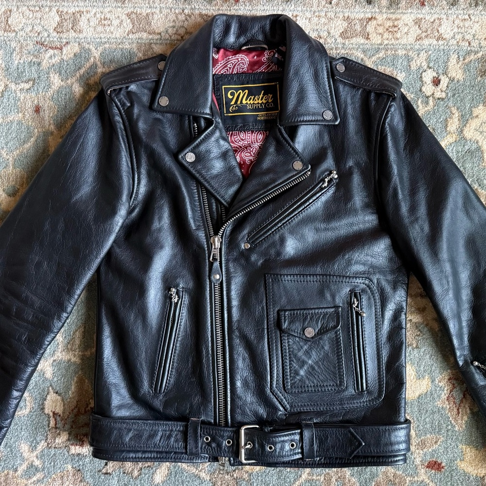 Master Supply Co. Slightly-USED Heavy Black Leather Biker Jacket